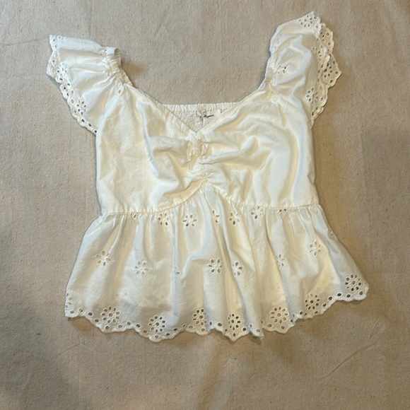 Women’s cotton eyelet ruched top - Picture 1 of 3